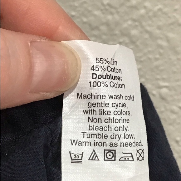 J. Crew Factory Sidewalk Skirt Mini Navy Linen/Cotton Elastic Waist Pockets Sz 2 - Picture 6 of 6